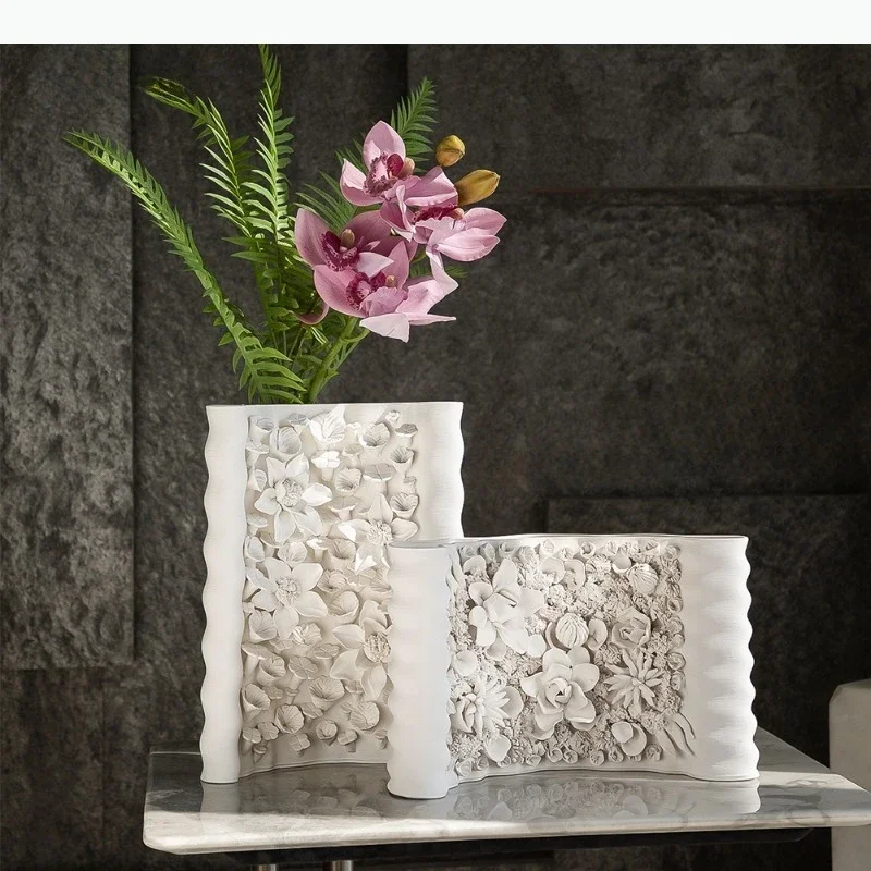 Handmade Flower Ceramic Vase Ornament Flowers Utensils Small Mouthed Vases Hydroponic Vase Flower Arrangement Dried Flower Vases