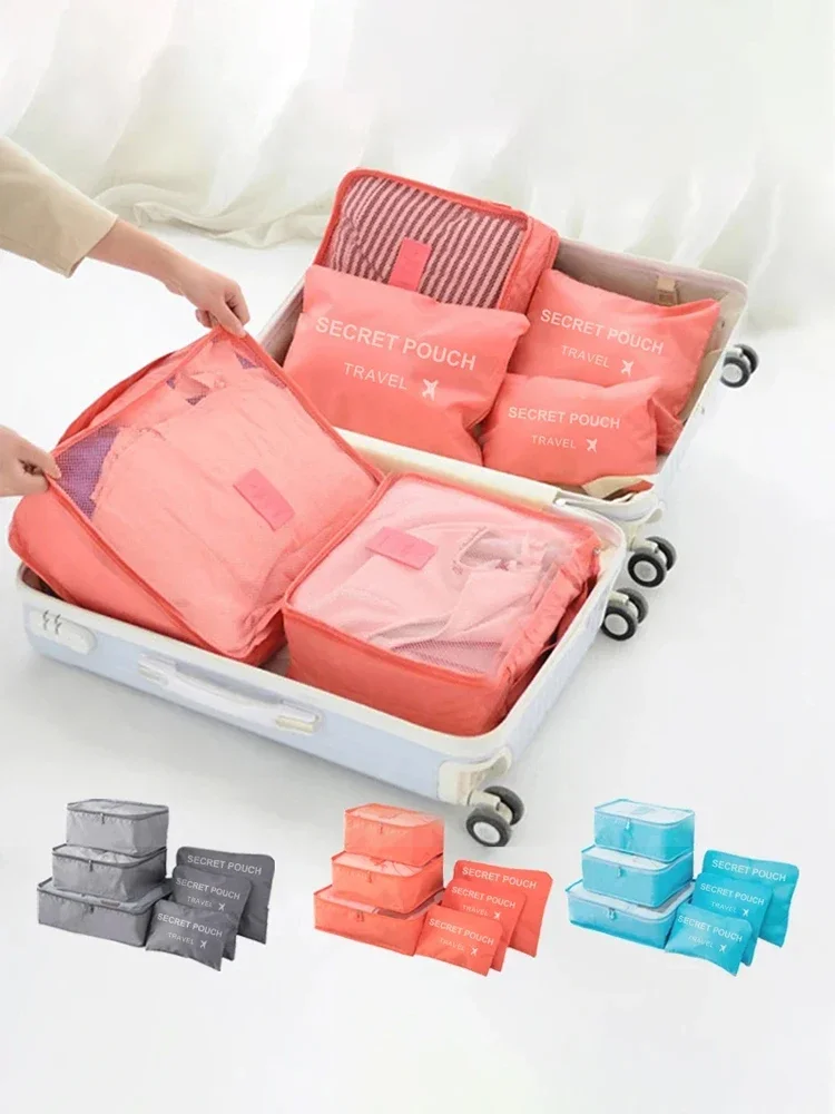 6-teiliges Reise-Aufbewahrungsset, große Kapazität, Organizer-Set für Kleidung, Kofferbeutel, Schuhbeutel, Packwürfel – Detail 1