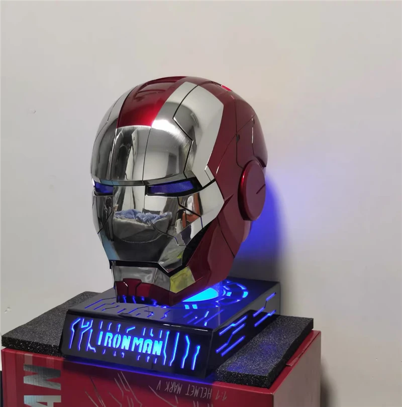 Original New Iron Man 1:1 Mk5 Helmet Voice Control Eyes With Light Model Toys For Adult Electric Technology Wearable Xmas Gifts