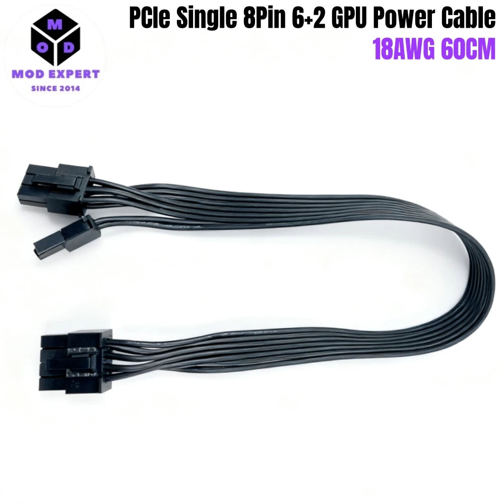 

6+2 PCIe Single 8Pin 60CM 18AWG GPU Power Cable for Corsair AX1500i, AX1200i, AX860i, AX760i, AX-i Type 3 Modular Power Supply