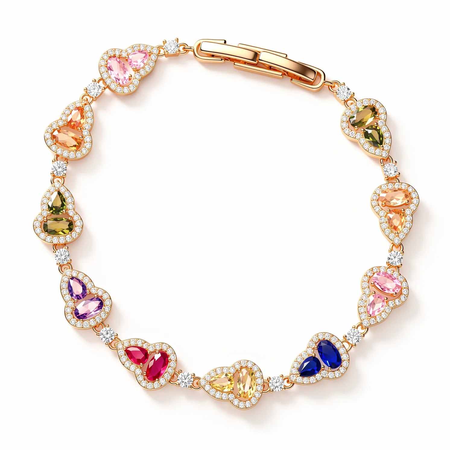 Dopamine Shiny Zircon Square Gourd Bracelet Chinese Style Versatile Women Bangle Luxury Premium Hand Jewelry