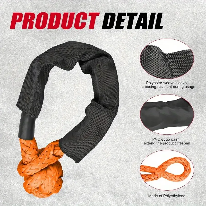Ultra-Durable Soft Shackle Recovery Kit - 56,000 LBS Breaking Strength, 1/2" x 22" , for Off-Road Trucks, UTVs & ATVs