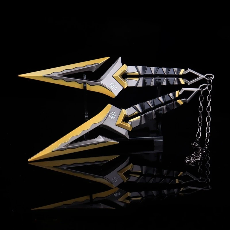 Valorant – paire de lames ondulées noires, 16cm/6,29 pouces, modèles d'armes en métal, périphériques de jeu, jouet de Cosplay, accessoires d'épée, ornements artisanaux, cadeaux