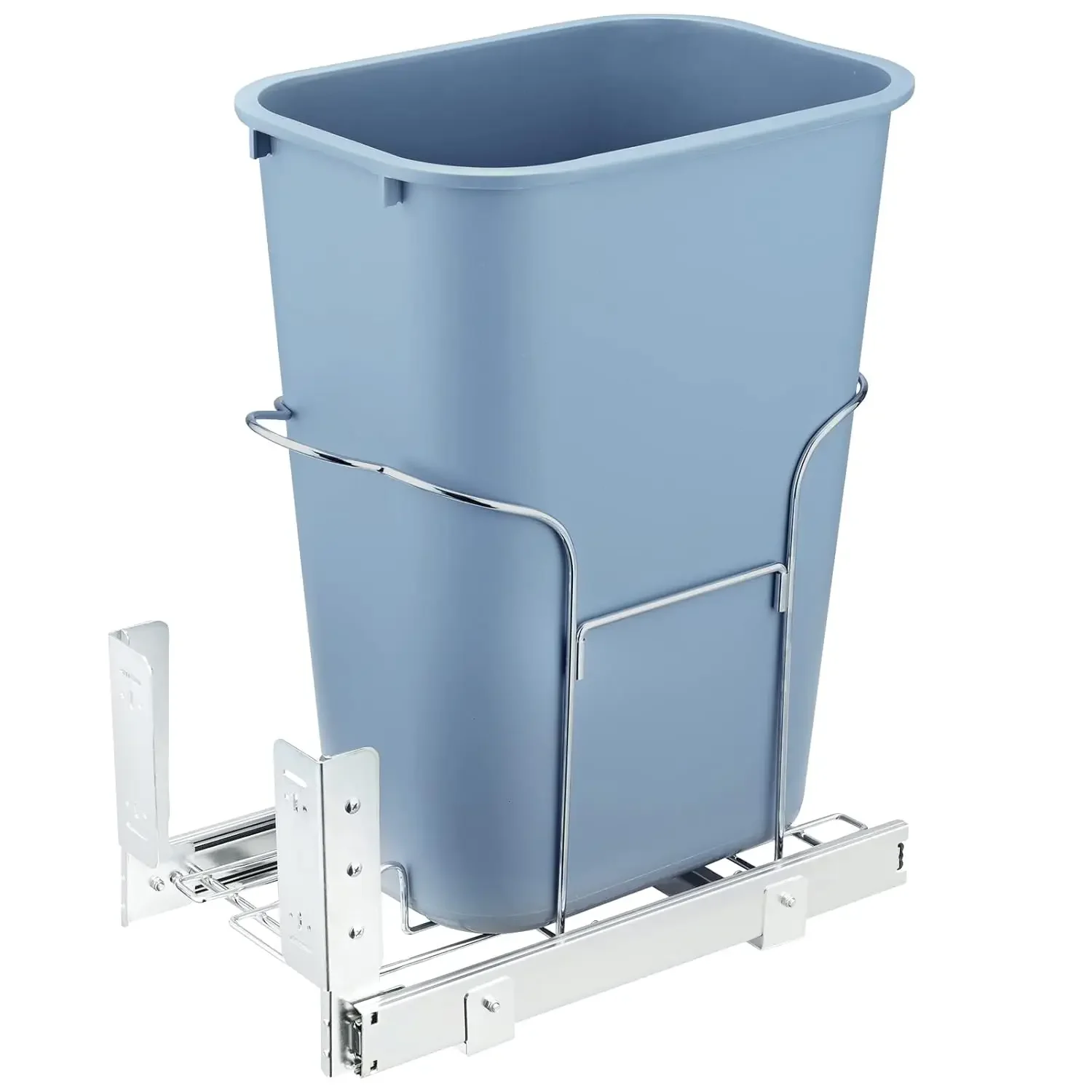 Pull-Out Trash Can, 35L Single Bin, Under Mount Kitchen Waste Container with Slide, Handle and Door Mounting Kit