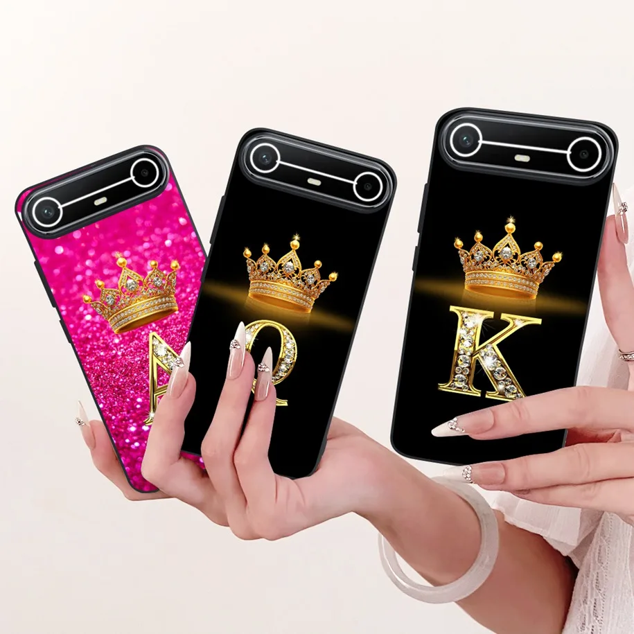 حافظة لهاتف Tecno Pova النحيفة KM9 بأحرف لطيفة على شكل تاج من السيليكون الناعم حافظة هاتف للزوجين لهاتف Tecno Pova Slim 5G 2025 غطاء خلفي #2