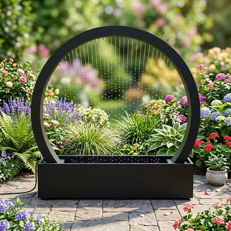 For Garden Weather Resistant Corten Steel Water Feature Water Fountain with Base Art Deco/Modern Style