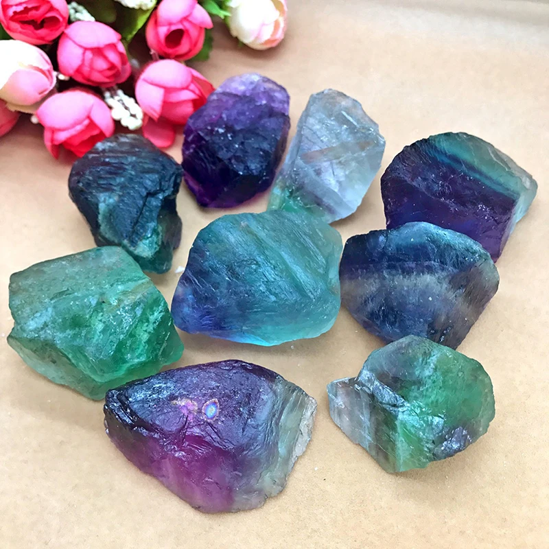 Colorful Natural Fluorite Crystal Striped Fluorite 1.5-3CM Quartz Crystal Stone Point Healing Wand Treatment Stone