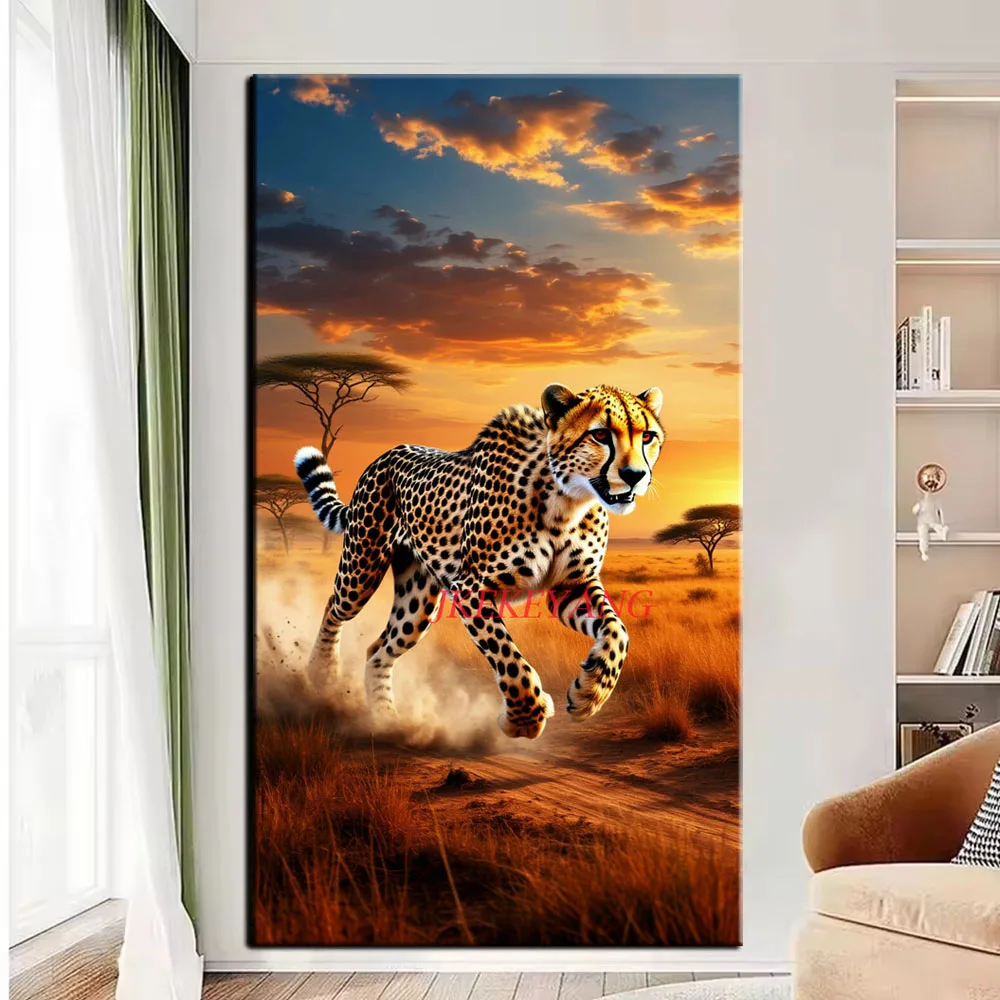 Cheetah on the Grassland Picture DIY Diamond Painting Cross Stitch Full Drills Diamond Mosaic New Collection Home Decor