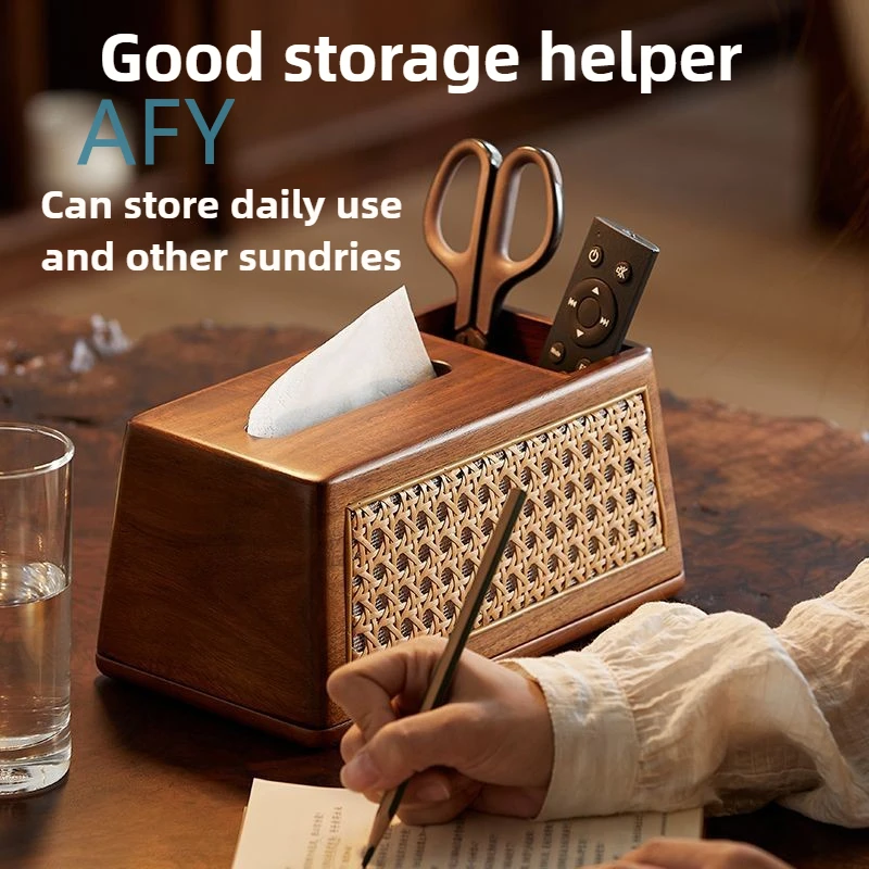 Wooden Tissue Box for Bedroom Kitchen Living Room Desktop Storage Luxury Napkin Dispenser Tissue Paper Case Multifunctional