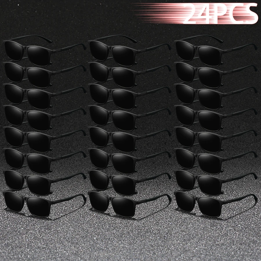 

24PCS Fashion Classic Square UV400 Sunglasses Men Women Driving Colorful Trendy Lightweight Outdoor Goggles