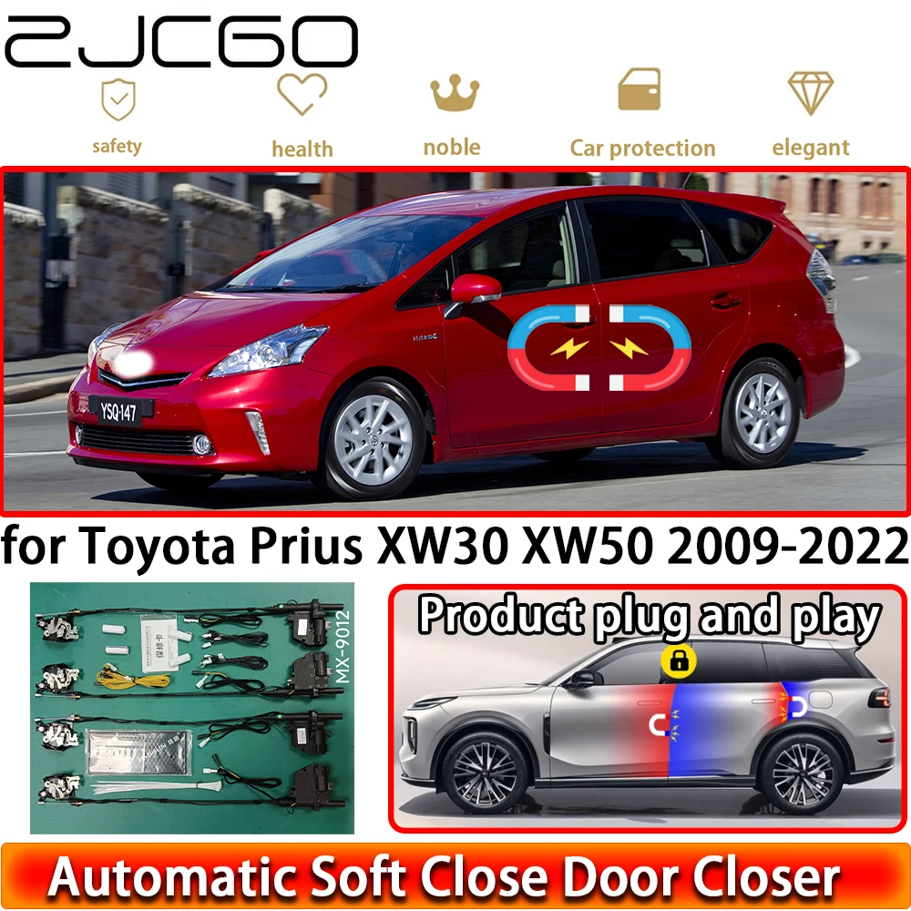 

ZJCGO for Toyota Prius XW30 XW50 2009-2022 Soft Close Door Kit Power Closing Latch System Auto Pull Door Easy Close Plug & Play