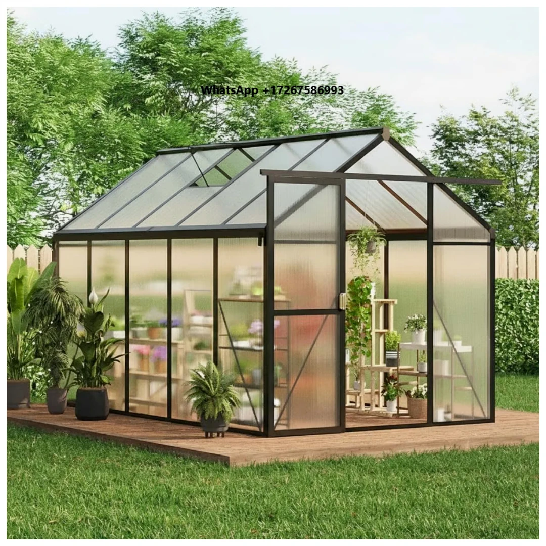 DIY Kit Easily Assembled Walk-In Sunroom Garden Large DIY Aluminum Polycarbonate Greenhouse