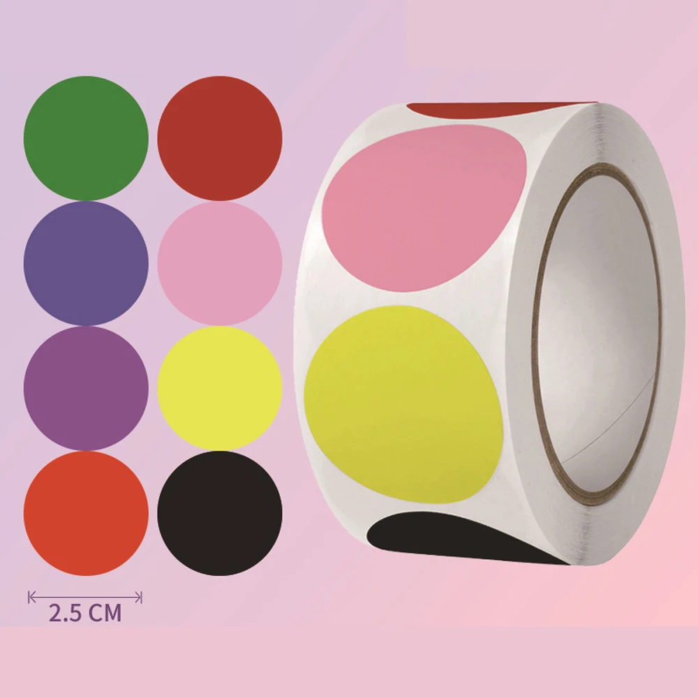 Rodada Em Branco Handmade Papel Adesivos, Etiqueta Scrapbooking, Marca Etiqueta, Preto, Branco, Rosa, Presente Do Partido, 500Pcs, 1"