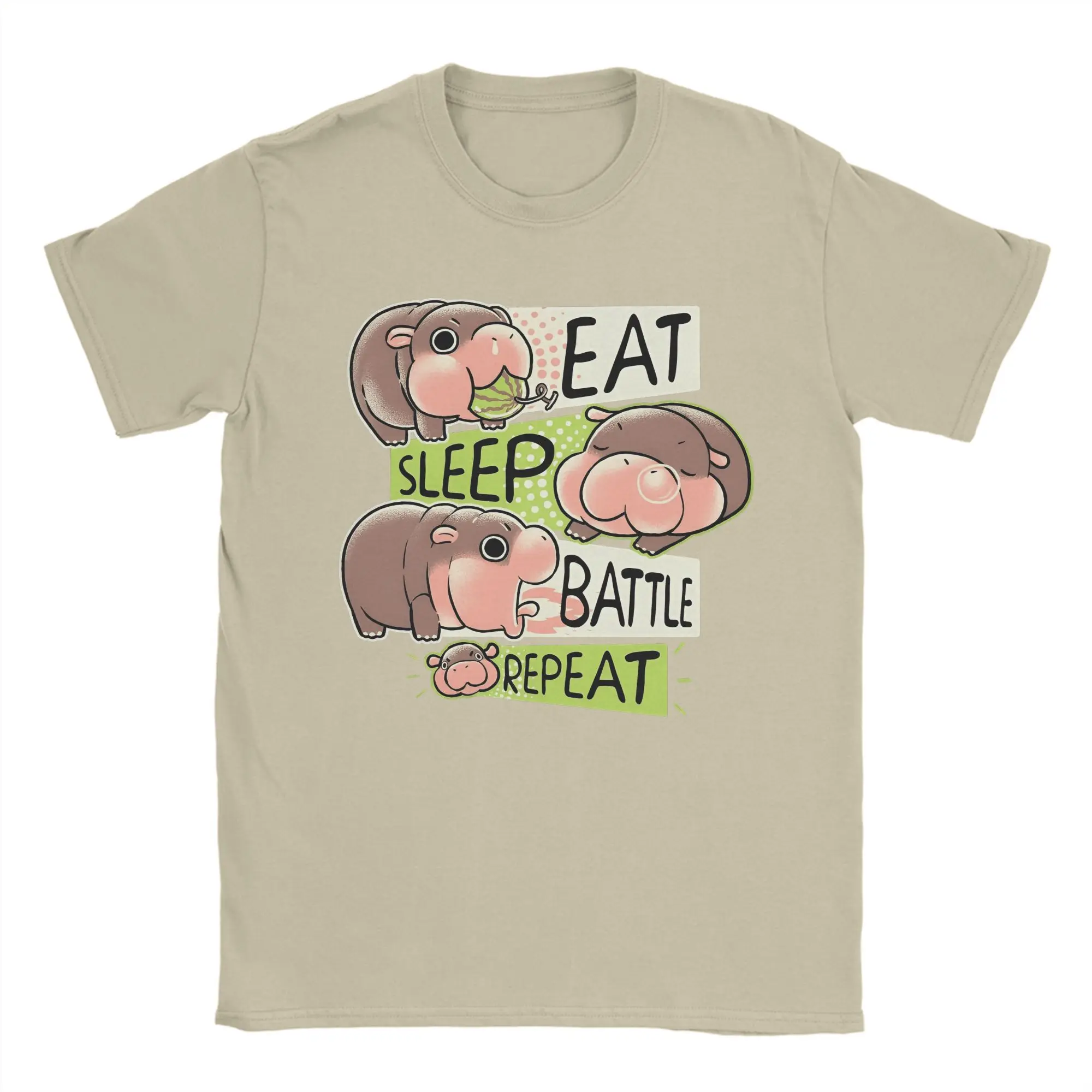 Eat Sleep Moo Deng T-Shirt Men  Humor Cotton Tees Round Collar Short Sleeve T Shirt Graphic Printed Clothes