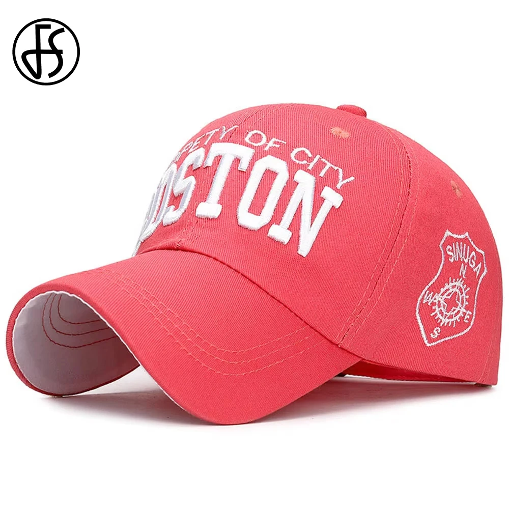 

FS Pink Beige Letter Baseball Caps For Men Women Cotton Street Snapback Hip Hop Cap Summer Travel Trucker Hat Casquette Homme