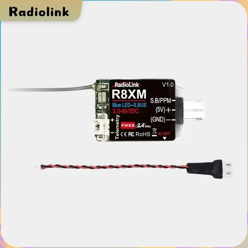 radiolink-novo-mini-receptor-de-8-canais-r8xm-24ghz-telemetria-integrada-tensao-do-veiculo-4000-metros-controle-distancia-telemetria