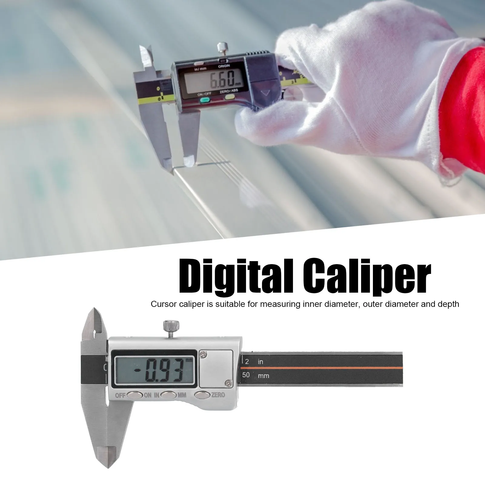 Digital Caliper Measurement Gauge Vernier Caliper 0‑50mm Portable  Digital Wear Resistance Rust Industrial Measuring Tool