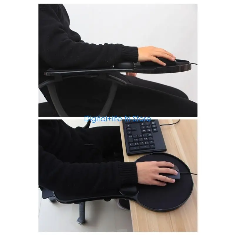 E06D Computer Desk Ergonomic Mouse Pad Adjustable Armrest Support 180Degree Rotation