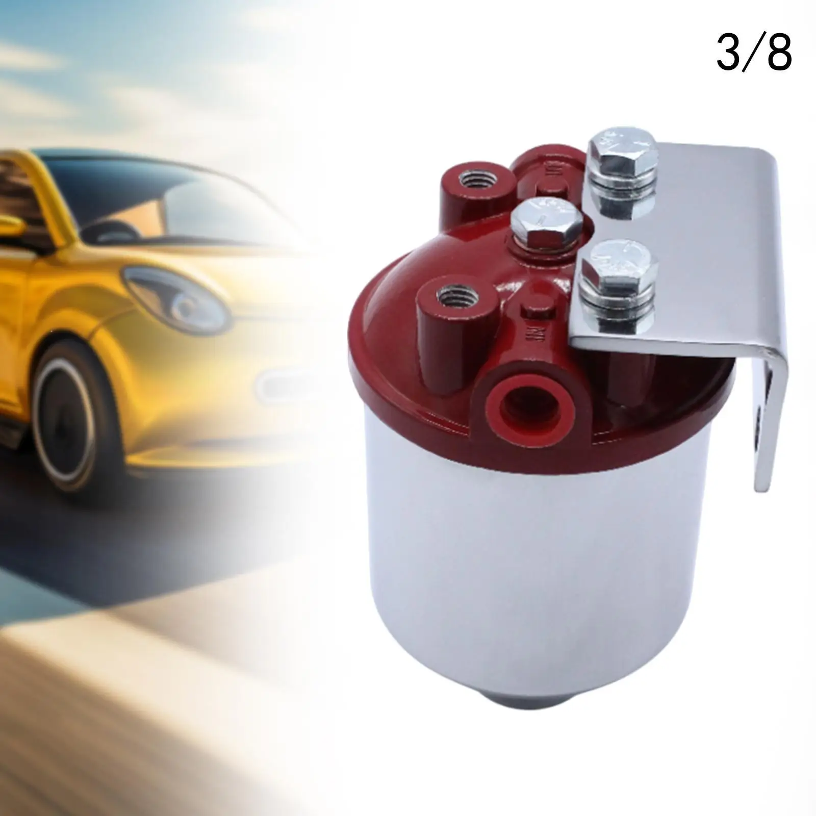 Inline Canister Large Fuel Filter Frame Car Accessories Reliable Sturdy Easy Installation 10 Micron Rating 3/8 NPT Inlet Outlet