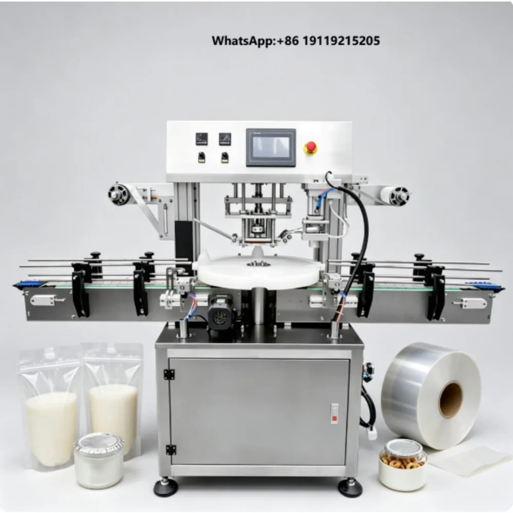 Automatic Foil Roll Film Heat Sealing Machine for Yogurt Cups & Beverage Bags Packaging
