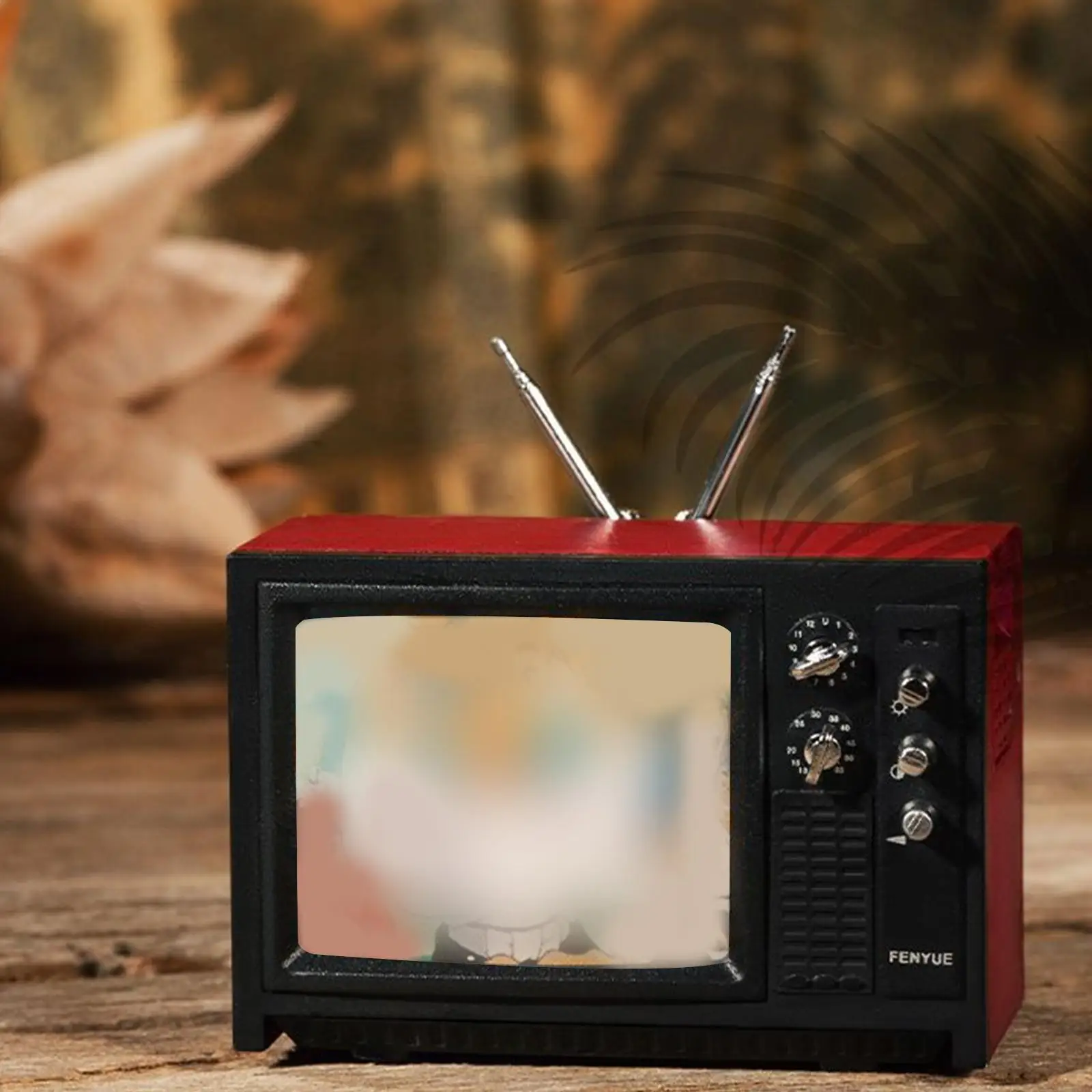 1:12 인형집 빈티지 올드 스타일 미니어처 텔레비전 TV 그림이 있는 인형집 가구 모델 장식 장난감