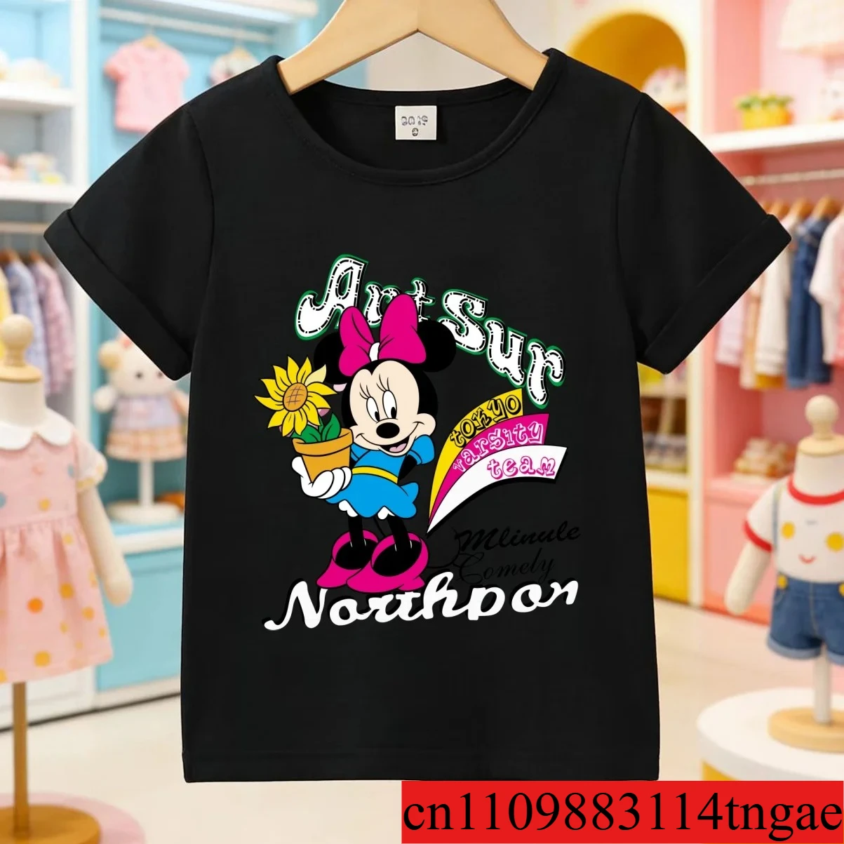 

Детская сетчатая футболка с Микки Маусом для девочек, легкий быстросохнущий дышащий топ с милым мультяшным принтом, летняя повседневная футболка для игр