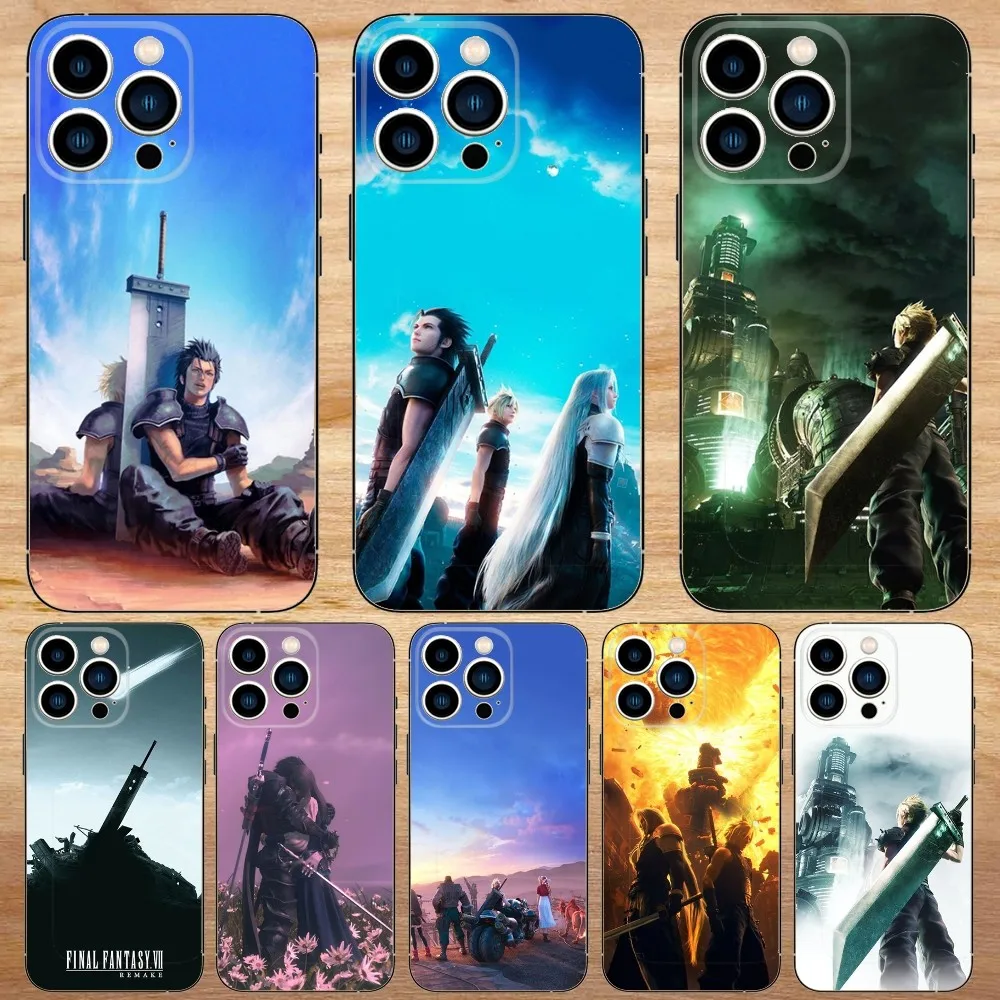 Final Fantasy VII Phone Case For iPhone15,14,13,12,11,Pro,Max,Plus,Mini,X,XS,XR,8,7,6,S,Plus,SE Soft Black Case