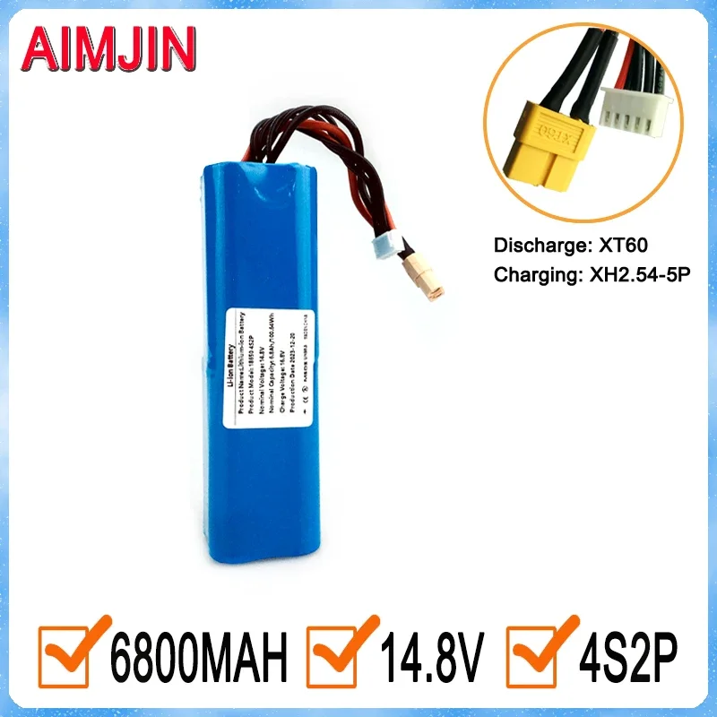 

4S2P 14.8V 6800mAh 100.64Wh Rechargeable Li-ion Battery for Various RC Airplane Quadrotor, with Connector XH2.54+XT60