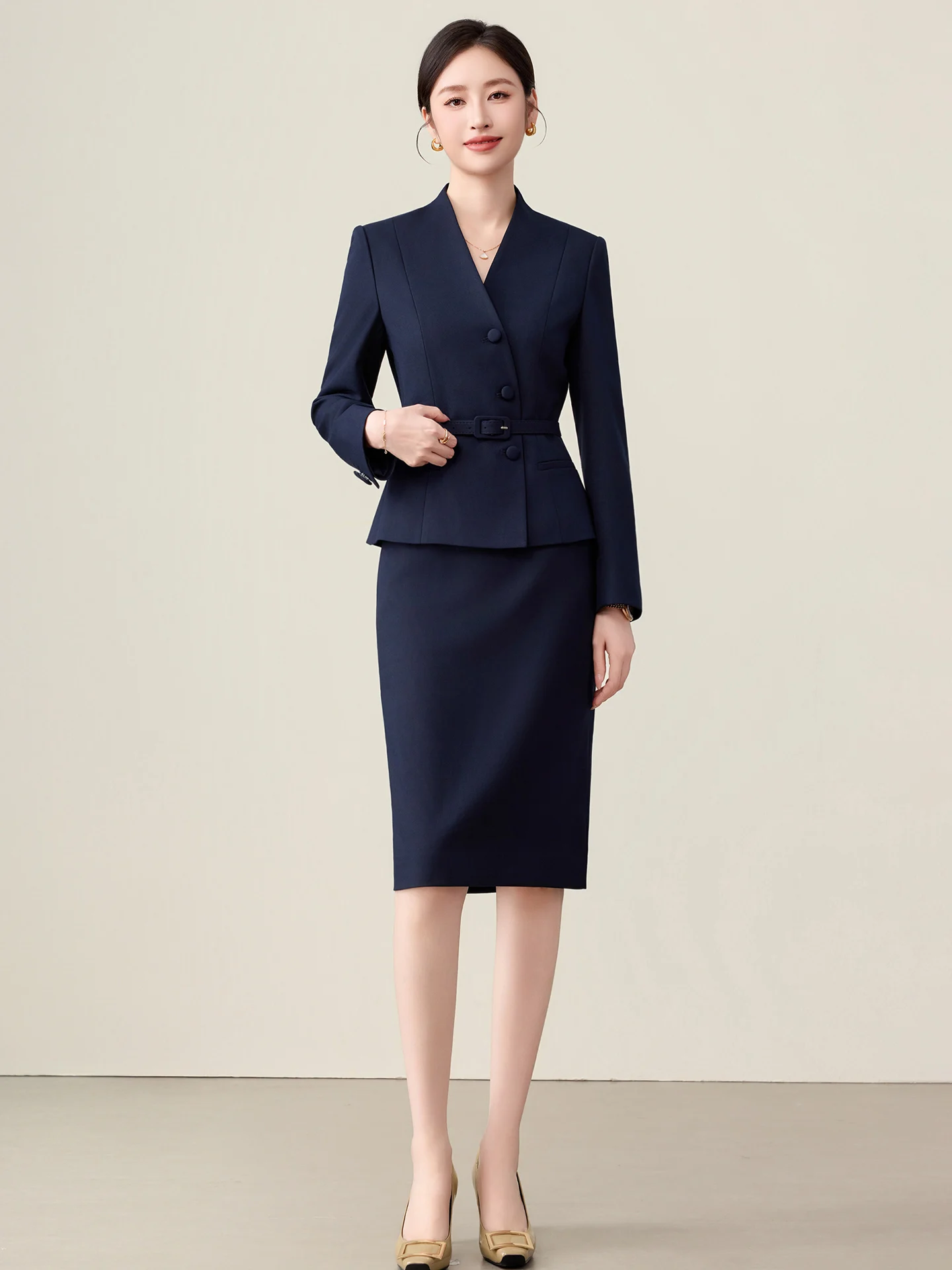 

Новый осенне-зимний деловой костюм-юбка для женщин: модный, профессиональный, с эффектом утягивания талии