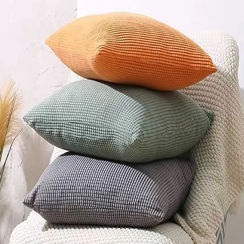 

1PC 40/45/50cm Solid Color Corn Grain Pillow Cover Office Waist Back Cover Modern Simple Home Decor Fodera Per Cuscino 단색 베개 커버