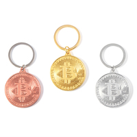 Creative Bitcoin Keychain Trendy Jewelry Metal Bitcoin Design Car Keyring Pendant Men Women Commemorative Coin Key chain Gift