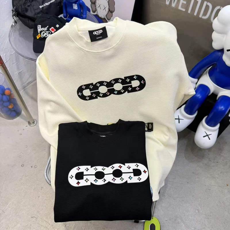 

Men Women Street Hip-hop Goodbrand T-shirts High-quality Hollow Letter Color Diamond Tops Pullover GOODBRAND Long Sleeve