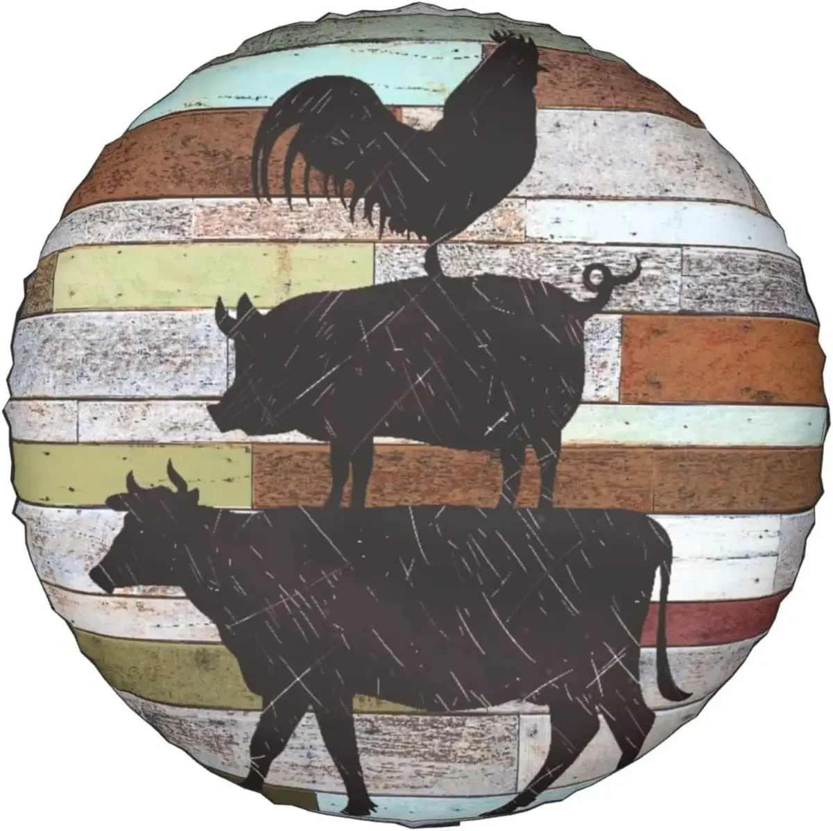 Spare tire cover antique wood plank cow pig rooster animal hub protective sleeve waterproof universal tire cover