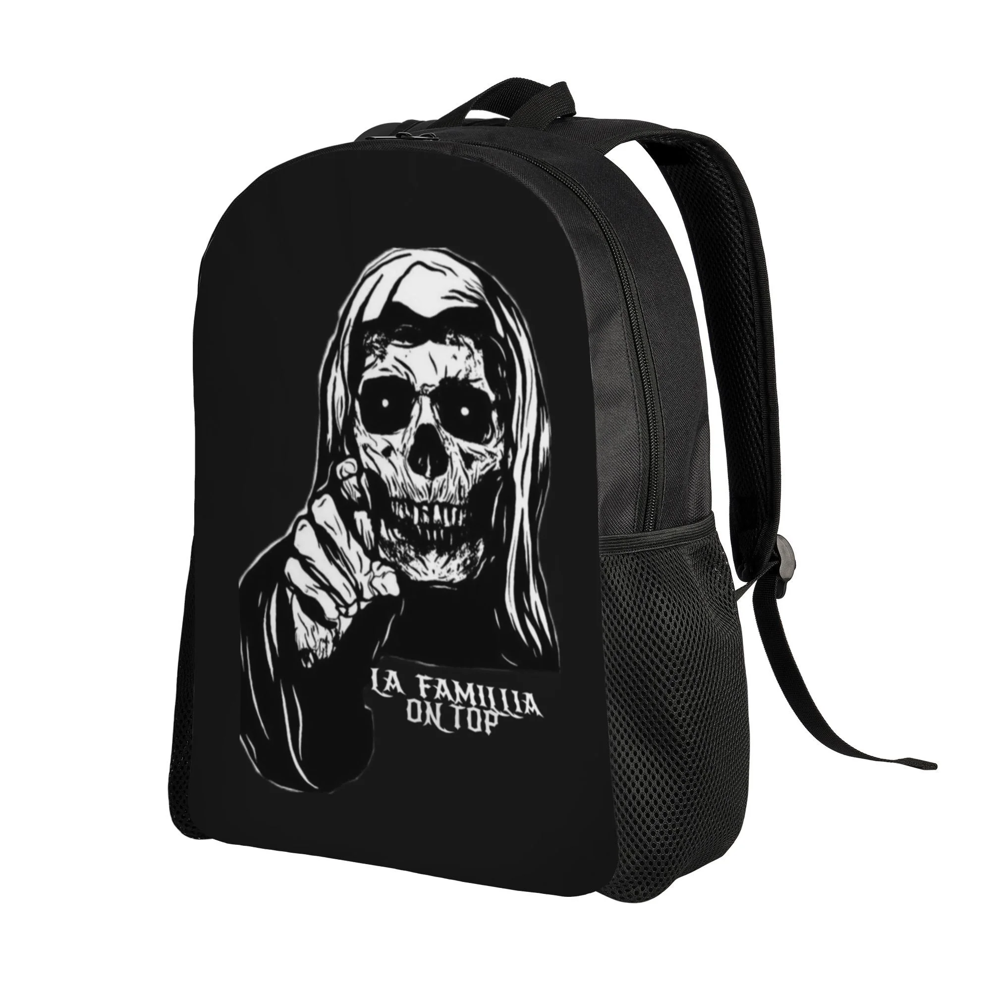 

1 Realistic Skull Printed Backpack for School, Travel and Office - Lightweight Zip Closed Laptop Bag with Skull Pattern