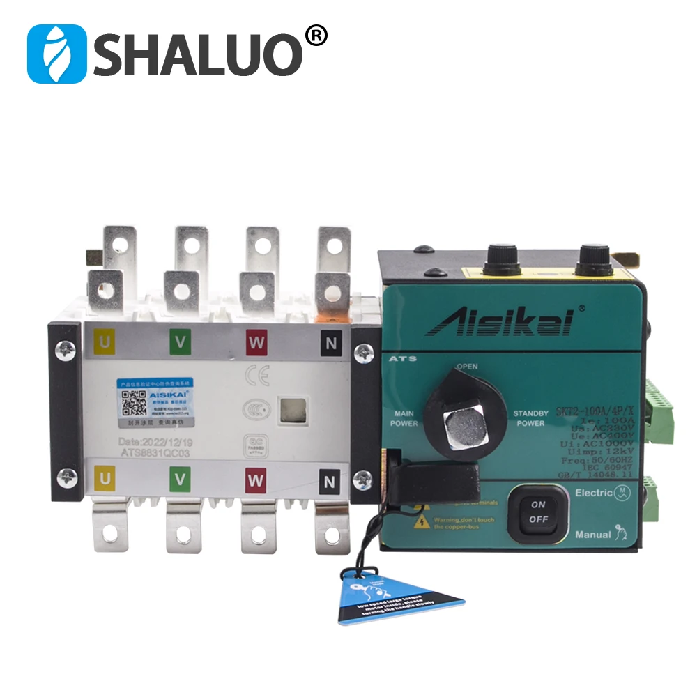 Imagem -02 - Aisikai Ats Gerador Diesel Dupla Potência Interruptor de Transferência Automática Simples e Trifásico Peças do Gerador ac 220v 100a 160a 250a 4p