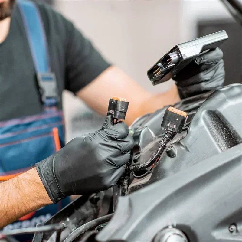 Gants jetables en Nitrile noir, 50/10 pièces, sans Latex, imperméables, durables, adaptés à la cuisine, transformation des aliments, salon de beauté, famille