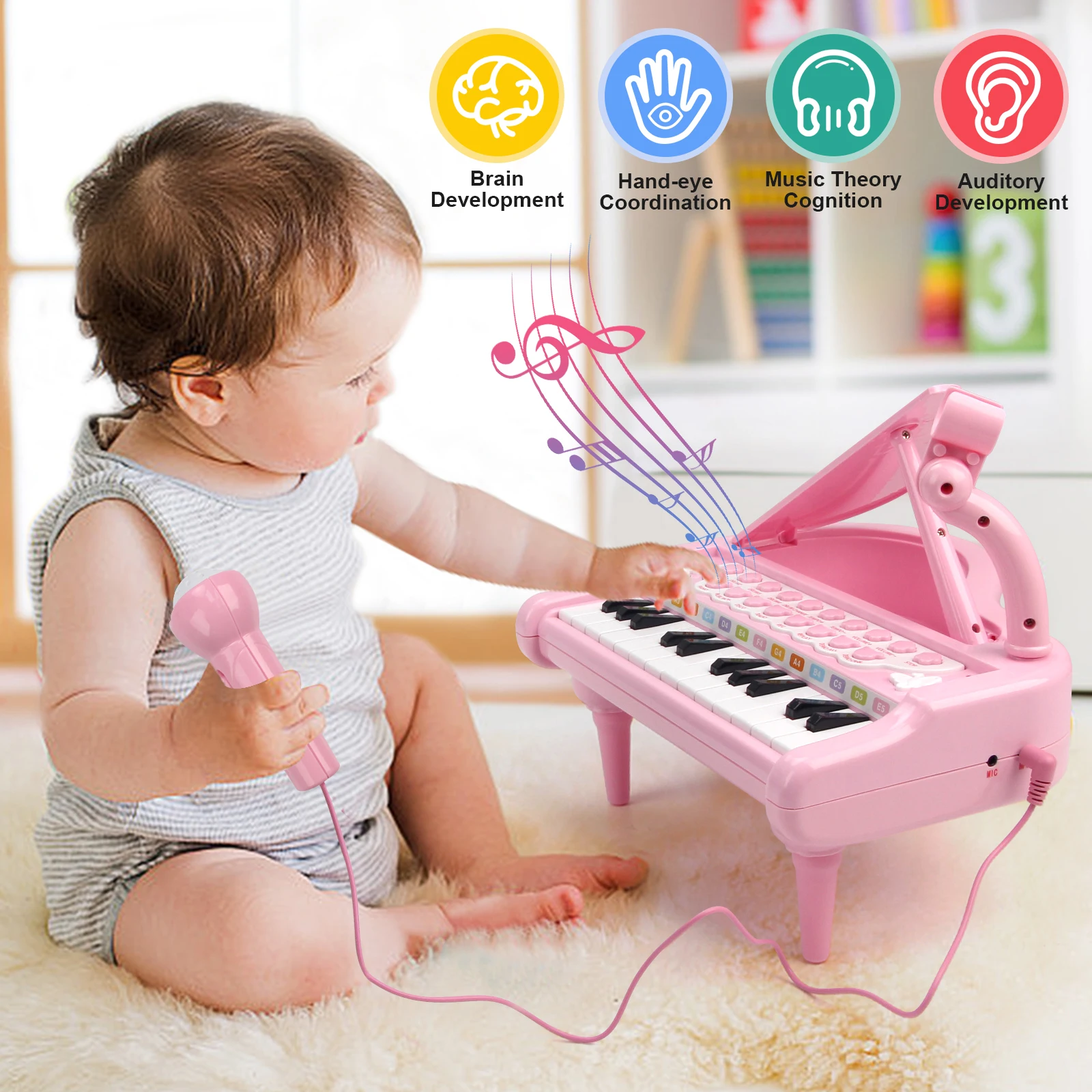 Children's Electronic Keyboard Piano Toys With Microphone Mini Piano Toys Kid Musical Instrument Educational Toys for Kid Gifts
