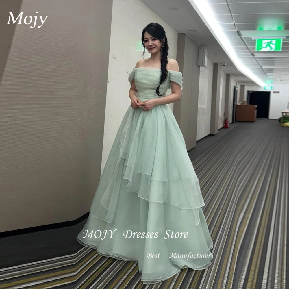 Mojy – robe de mariée trapèze moderne, sans bretelles, en Tulle, sans manches, plissée, pour séance Photo coréenne, longueur au sol, robe de bal personnalisée, 2025