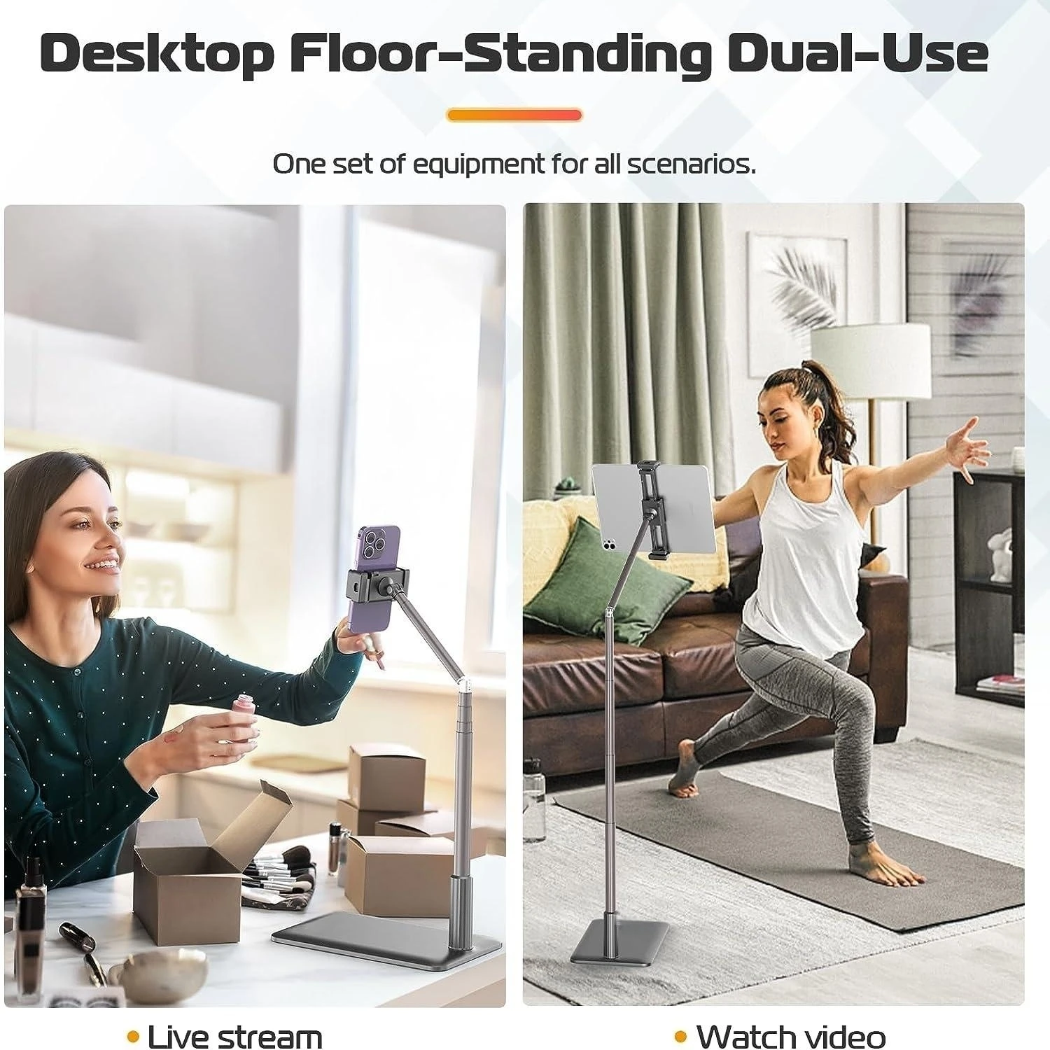 High Quality 360 Degree Flexible Long Arm Lazy Aluminum Alloy Tablet Phone Adjustable Floor Stand For Live Streaming