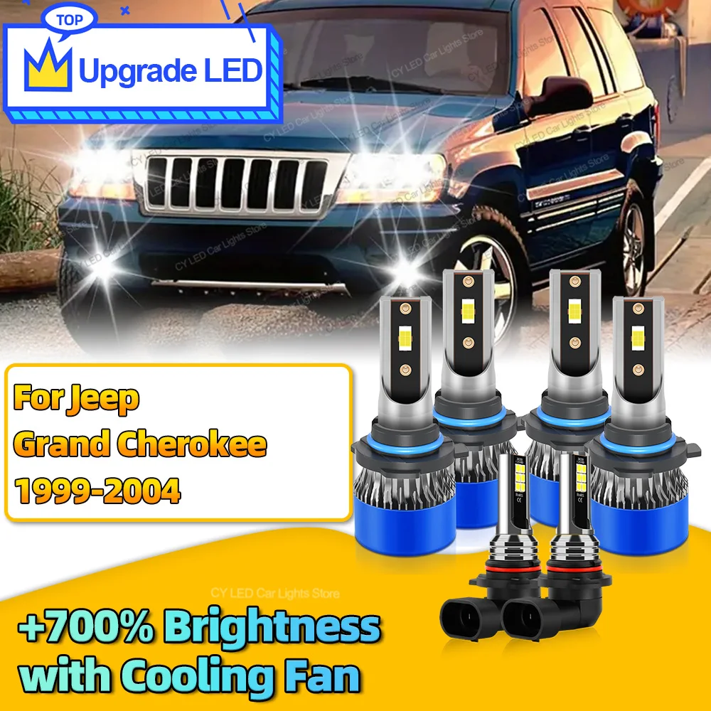 

6Pcs 30000LM LED Headlights Canbus Car Bulb HB3 HB4 9145 Auto Fog Lights Lamp For Jeep Grand Cherokee 1999 2000 2001 2002 2004