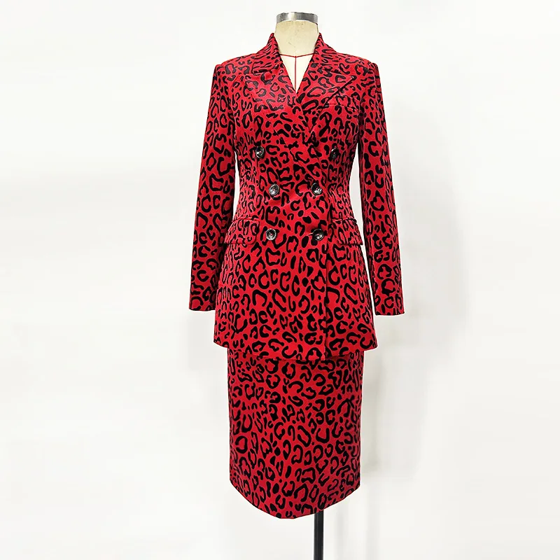 

Premium Velvet Set for Women 2025 New Leopard Print Suit Long Skirt Two-Piece Set