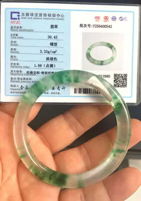 AAAAAA Certified  Natural Grade A icy Green Jade jadeite Bangle Bracelet