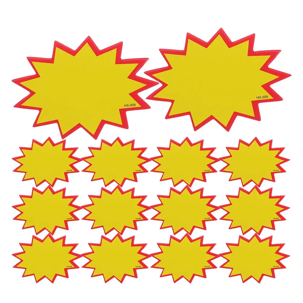 

100 Pcs Erasable Supermarket Labels 8x11cm Tags Blank Sale Signs Merchandise Burststar Cutouts Retail Store