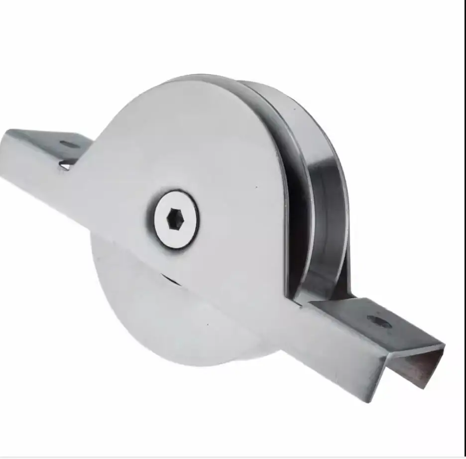 Stainless steel 304 stealth track wheel sliding door bearing wheel U-groove pulley lifting mute V-shaped steel fixed pulley