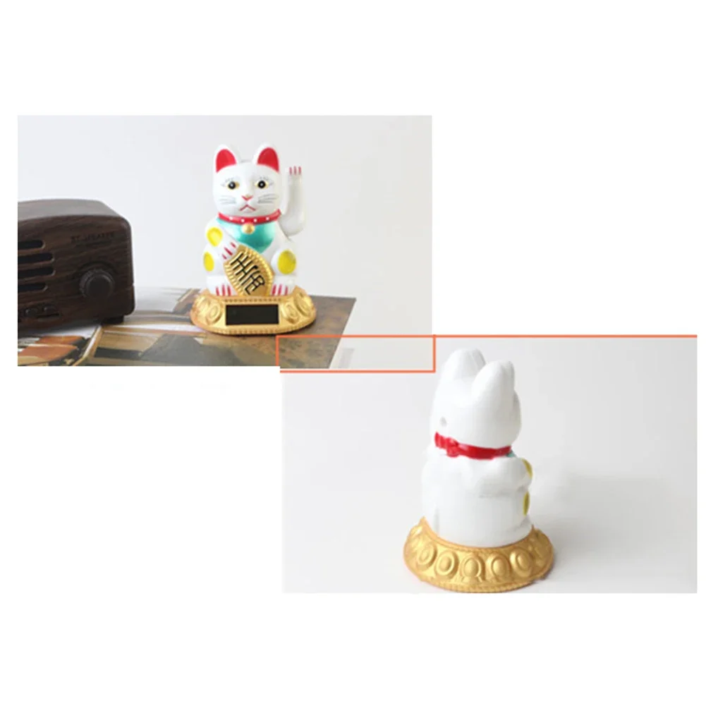 High Quality Car Decoration Lucky Cat Welcoming Cats Decorative Supplies Gold Lucky Cat Ornaments Solar Powered