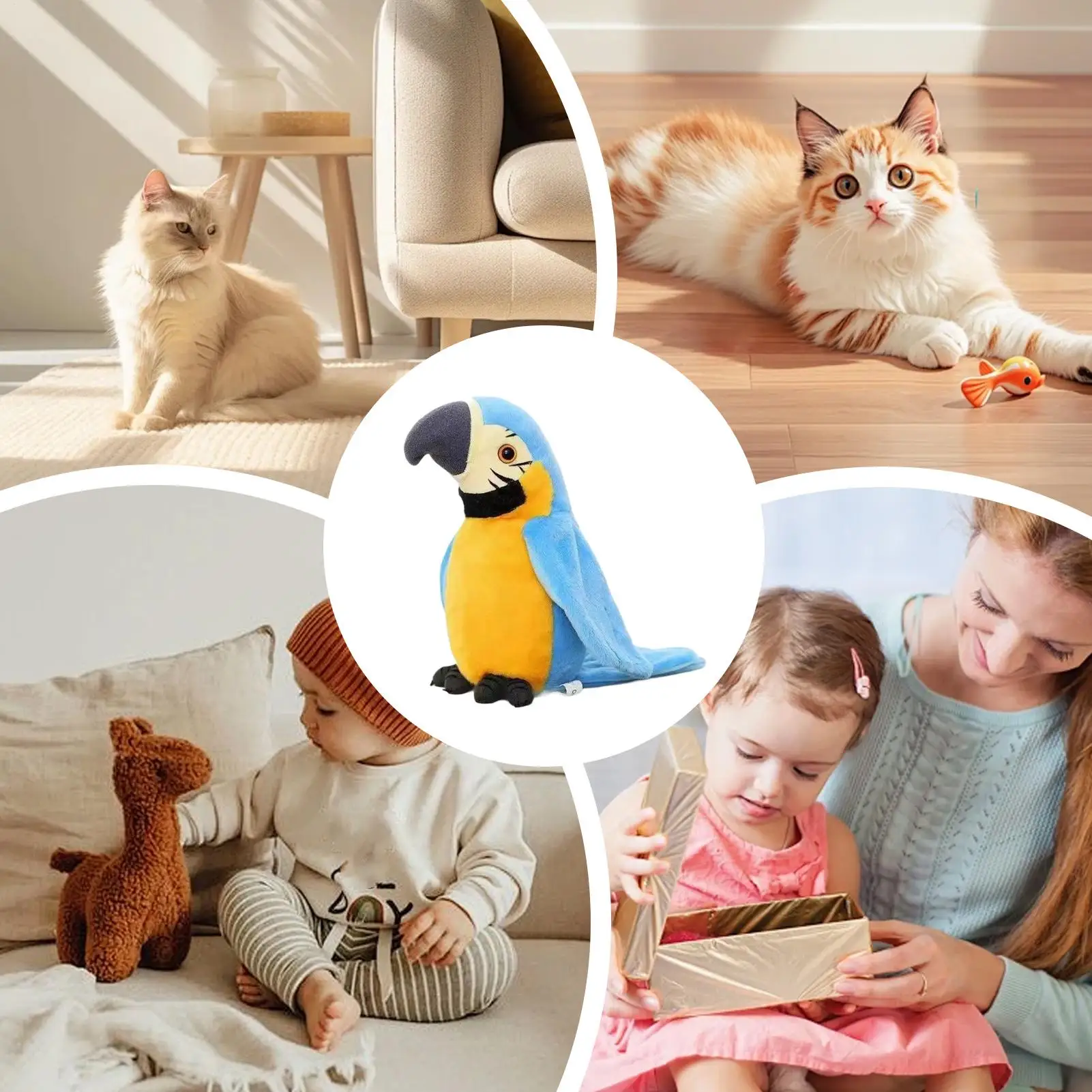 Brinquedo pássaro chirping pássaro gato brinquedo com asas batendo e música eletrônico animal interativo para animais de estimação crianças mesa entretenimento