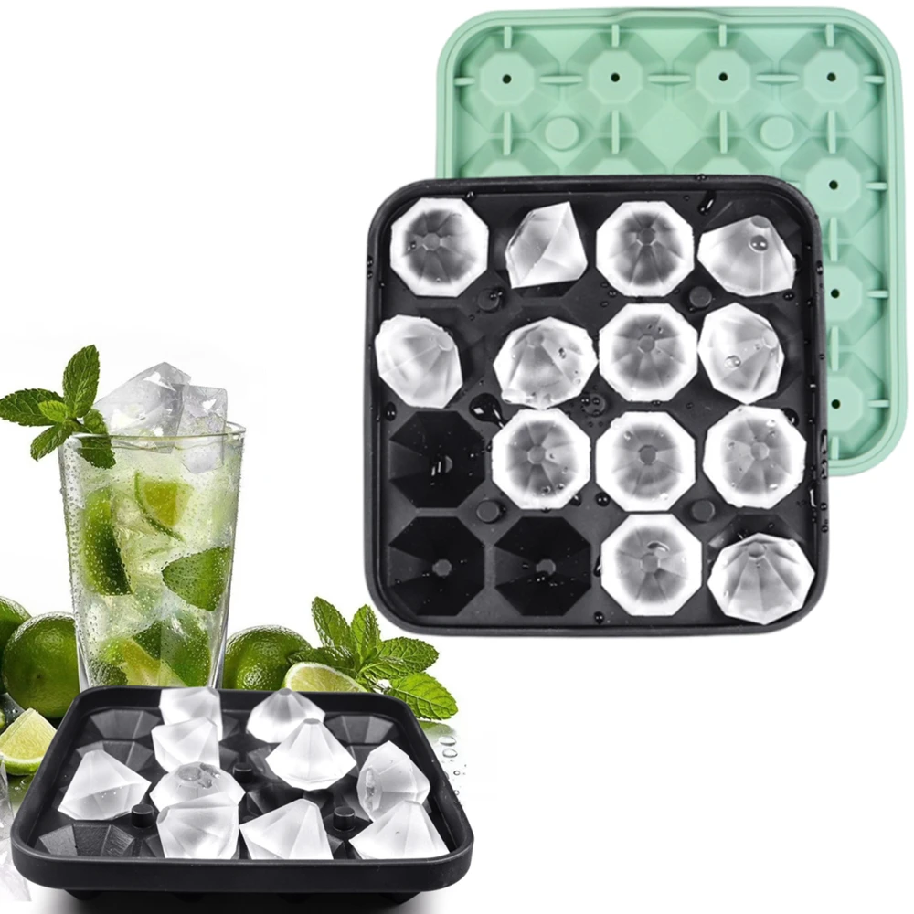 

16 Grid Diamond Ice Tray Mold Box Food Grade Silicone Ice Cube Blocks Maker Mould Machine Whiskey Wine Bar Tools Kitchen Gadgets