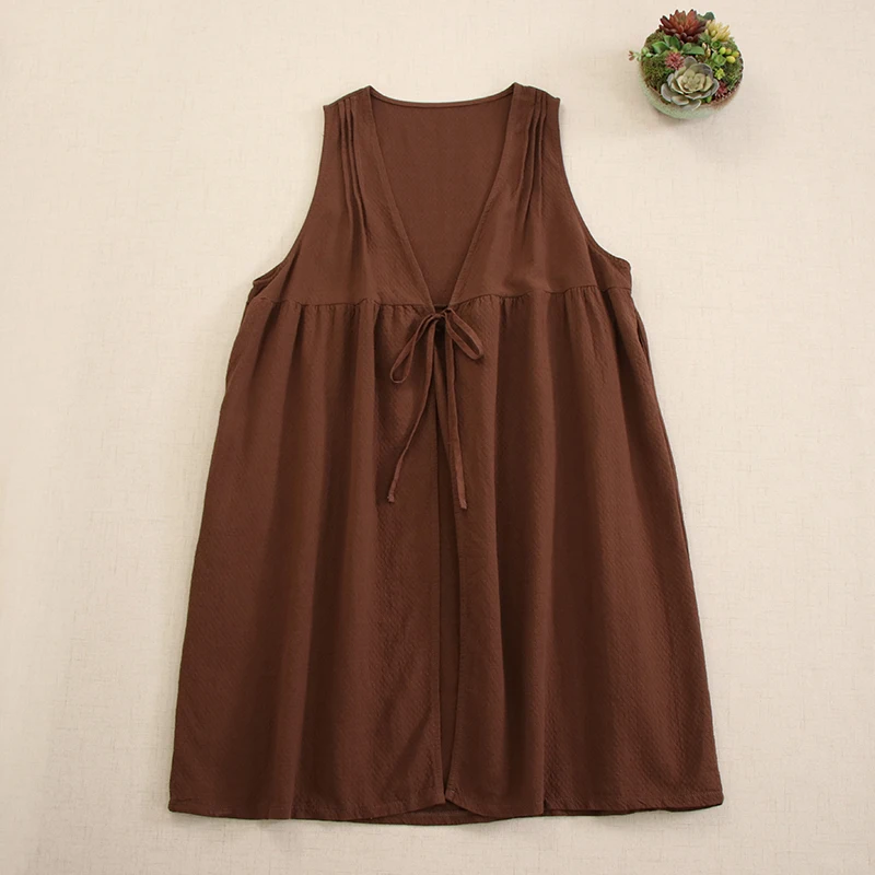 Autumn New Sweet Solid V Neck Sleeveless Dress Women Casual Pockets Midi Dress 7757