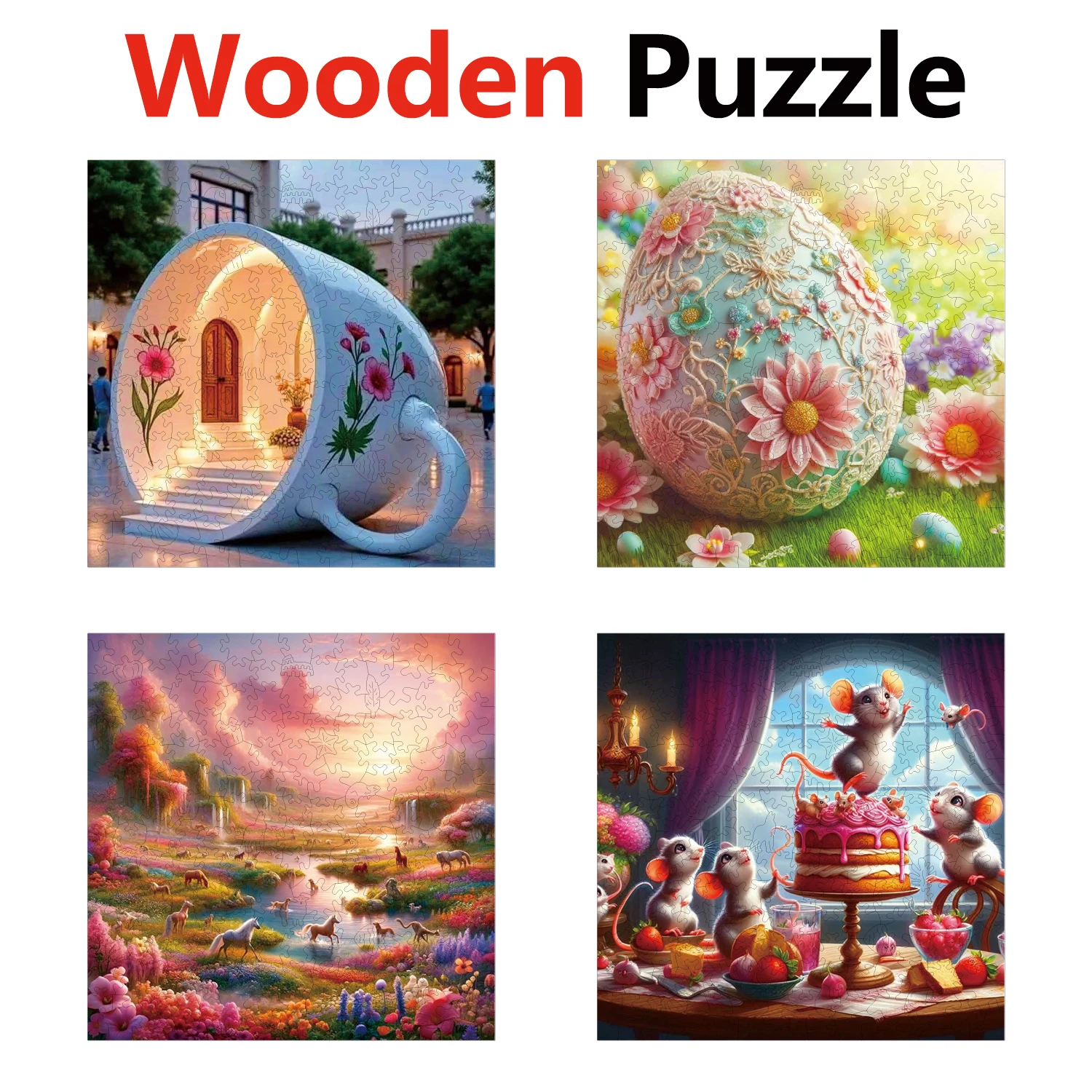 

Tea Cup Egg Mirage Mouse Animal Puzzles High Quality Jigsaw Puzzle Wooden Puzzle Best Christmas Gift