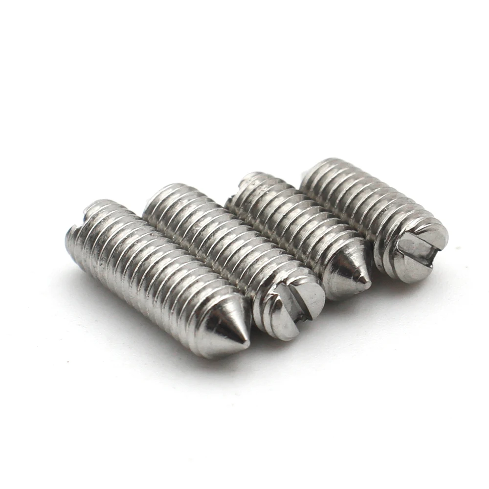 10pcs M1.6 M2 M2.5 M3 M4 M5 M6 DIN553 A2-70 304 Stainless Steel Slotted Tip Set Screw Machine Thread Cone Point Grub Screws